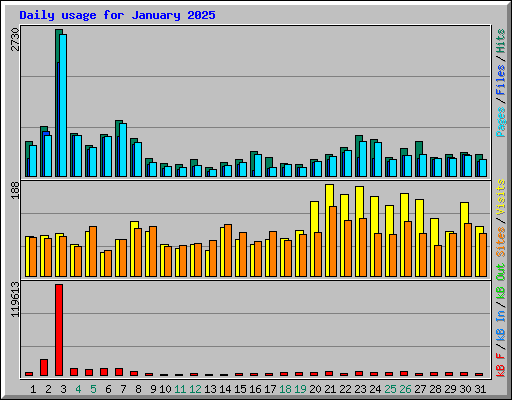 Daily usage for January 2025